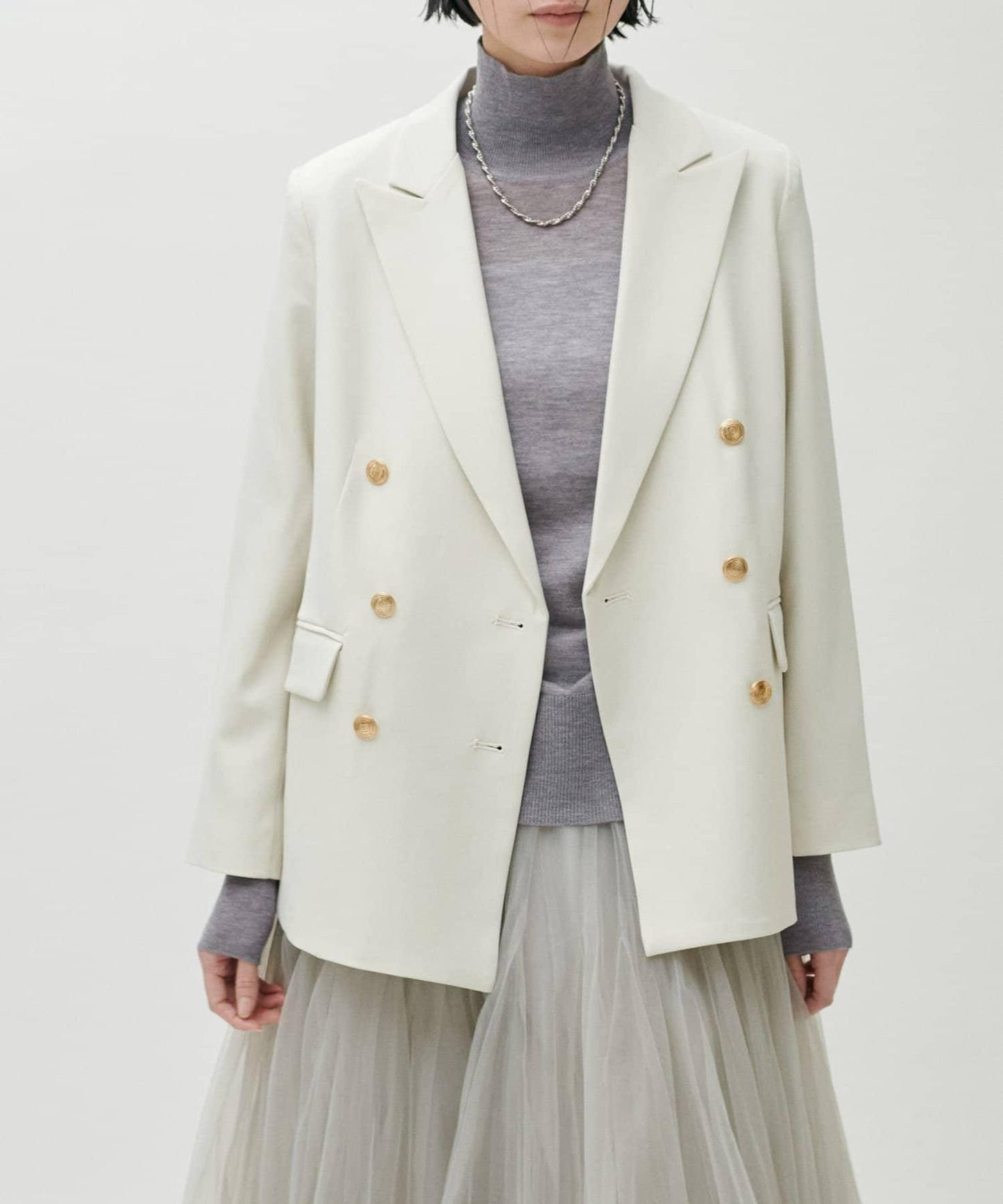 透視高領羊毛混紡針織套頭衫