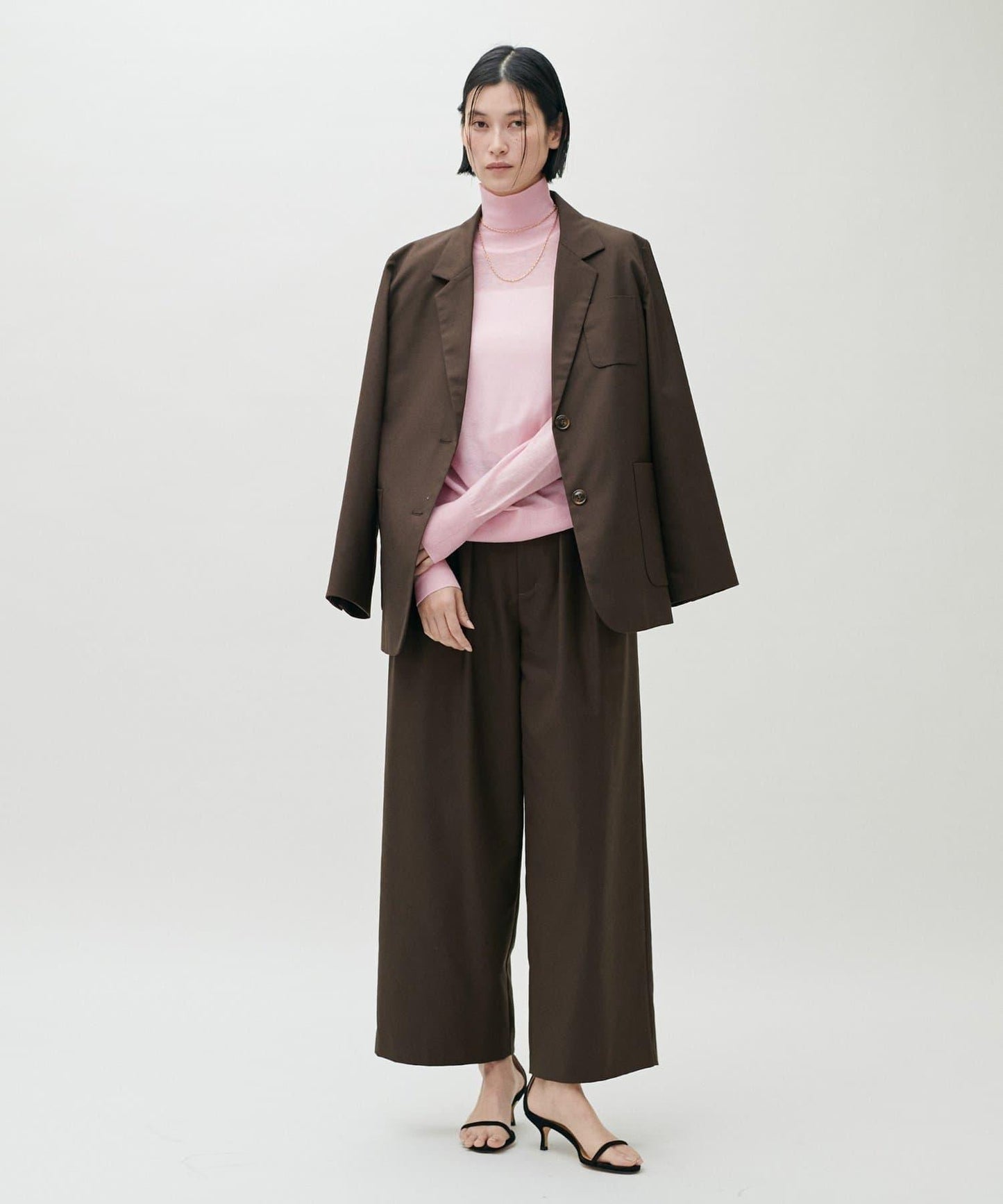 透視高領羊毛混紡針織套頭衫