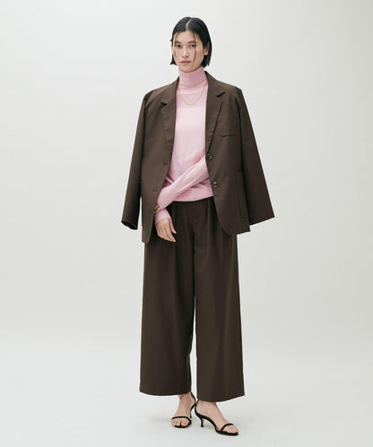 透視高領羊毛混紡針織套頭衫