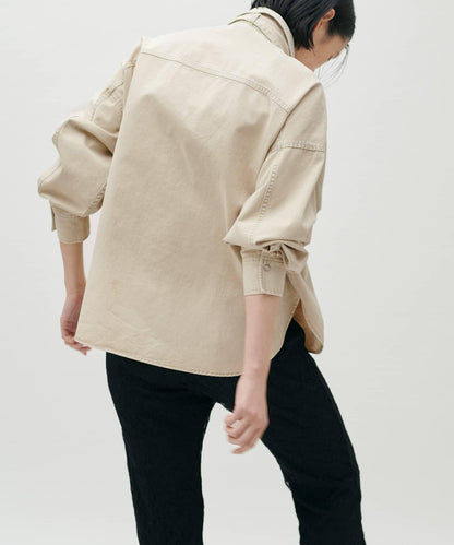 蝴蝶結大口袋牛仔襯衫