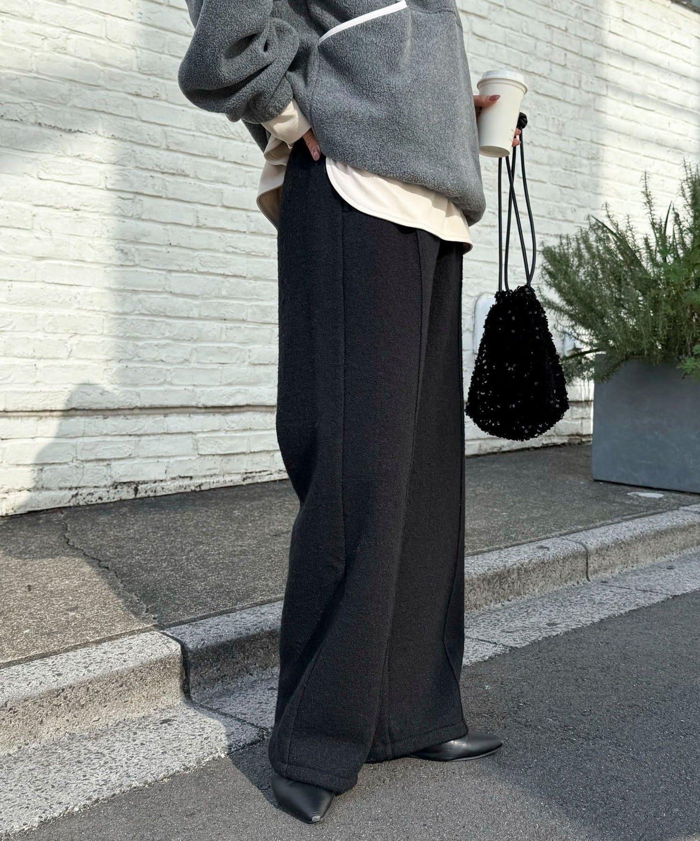 粗花呢羊毛休閒褲