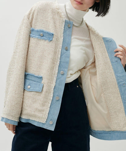 透視高領羊毛混紡針織套頭衫