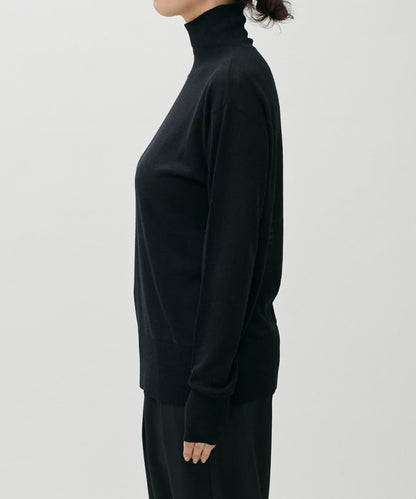 透視高領羊毛混紡針織套頭衫