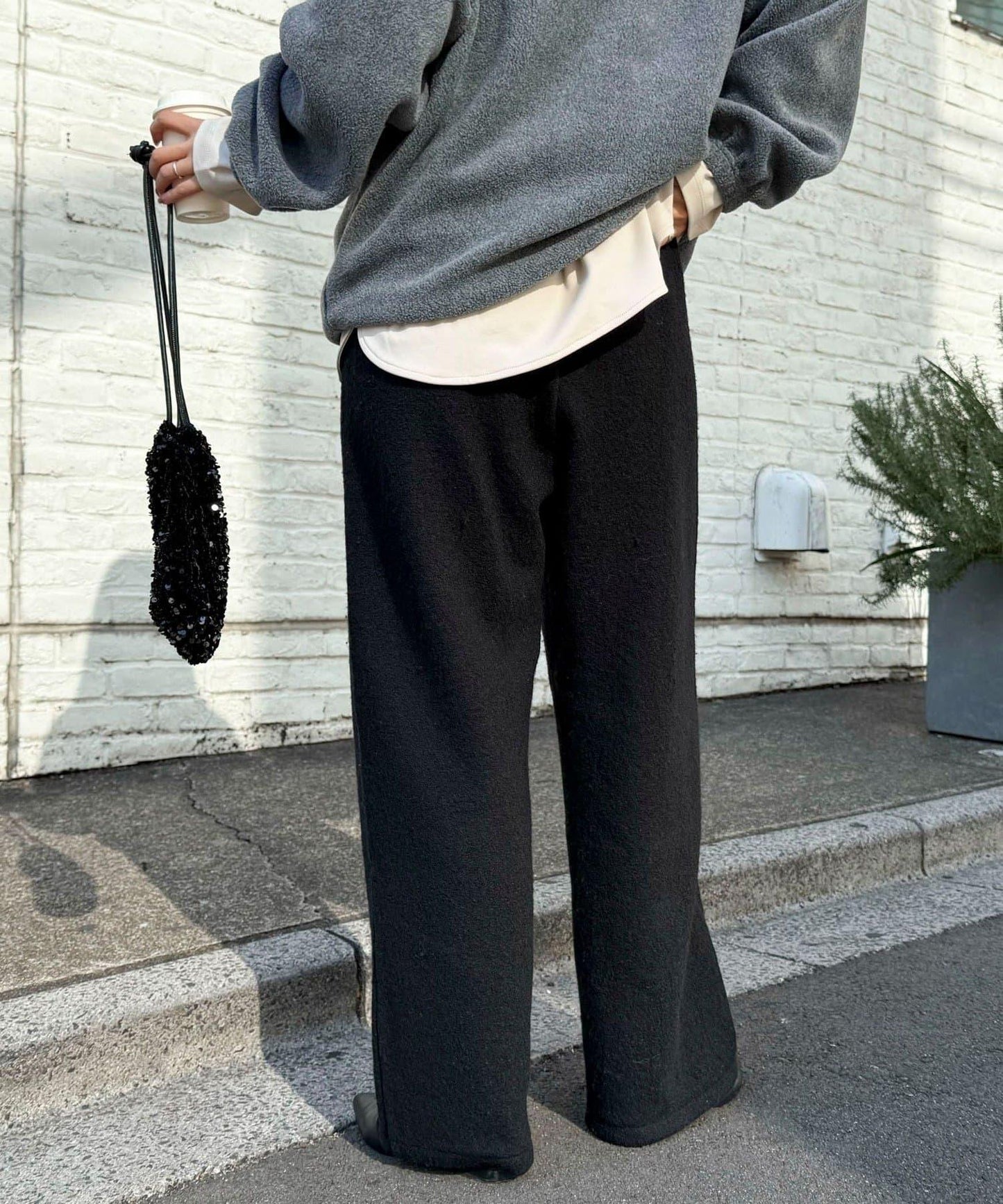 粗花呢羊毛休閒褲