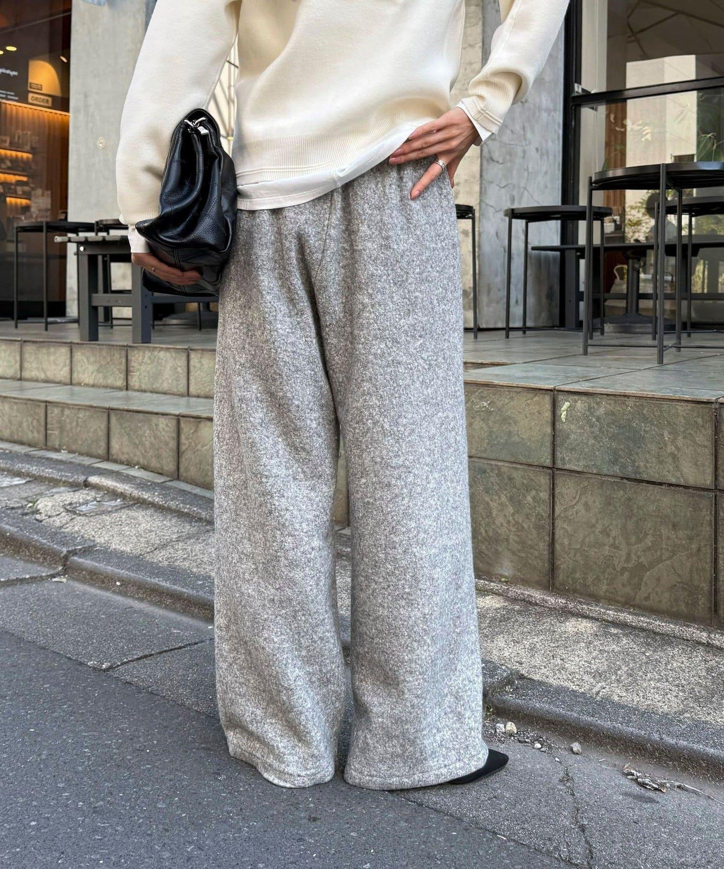 粗花呢羊毛休閒褲