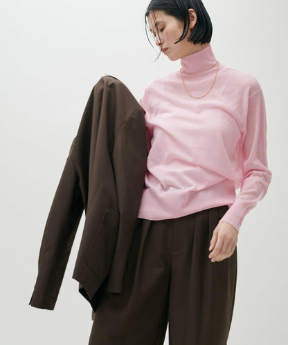 透視高領羊毛混紡針織套頭衫