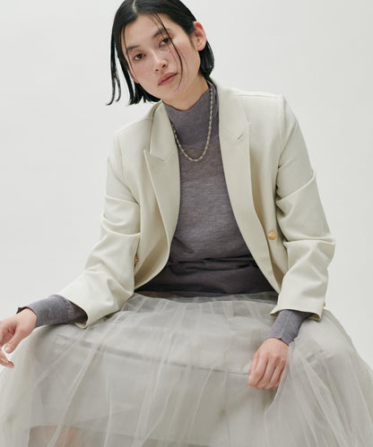 透視高領羊毛混紡針織套頭衫