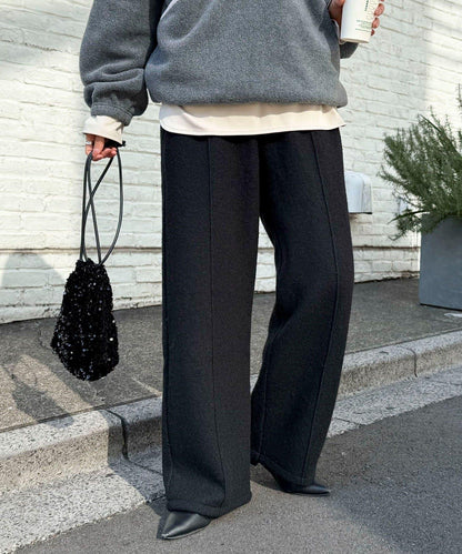 粗花呢羊毛休閒褲