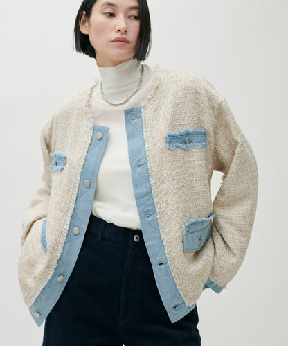 透視高領羊毛混紡針織套頭衫