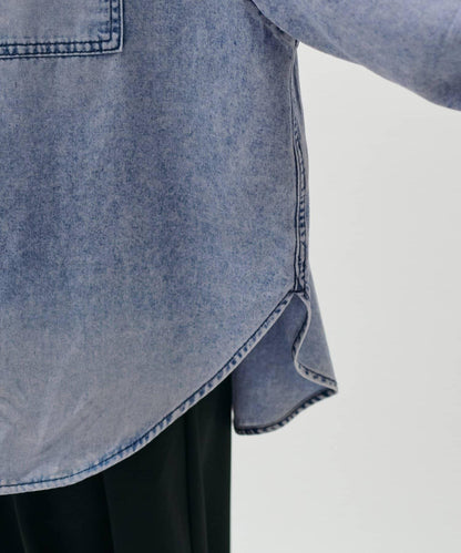 蝴蝶結大口袋牛仔襯衫