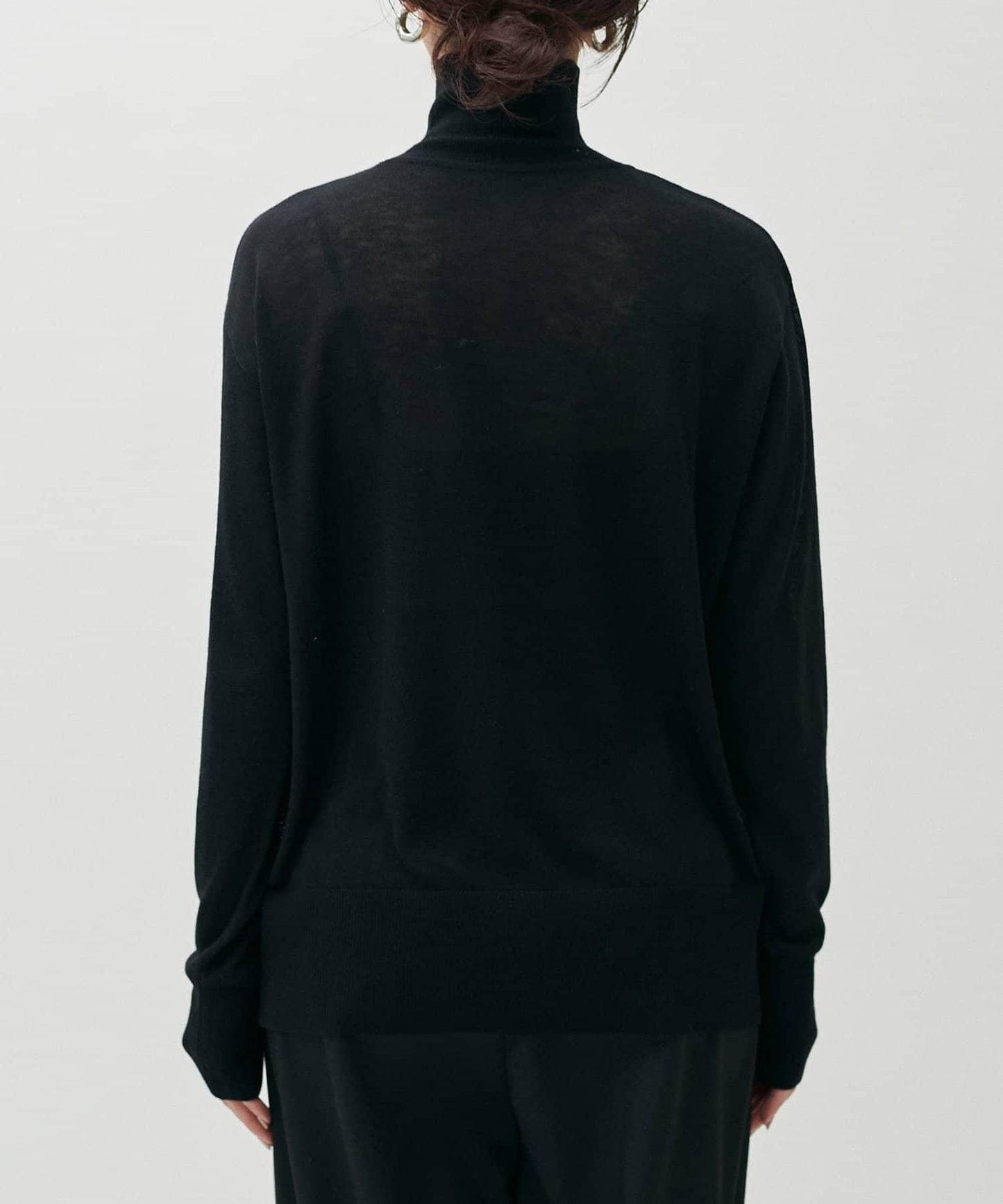 透視高領羊毛混紡針織套頭衫