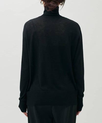 透視高領羊毛混紡針織套頭衫