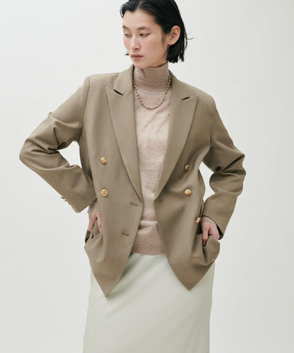 透視高領羊毛混紡針織套頭衫