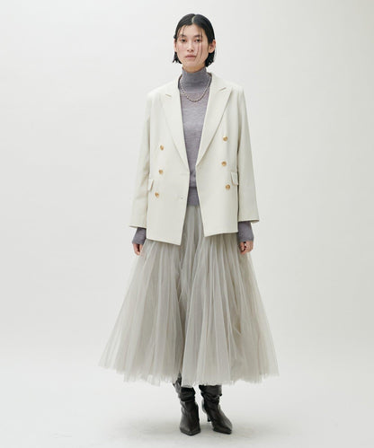 透視高領羊毛混紡針織套頭衫