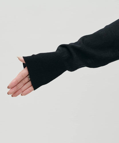 透視高領羊毛混紡針織套頭衫