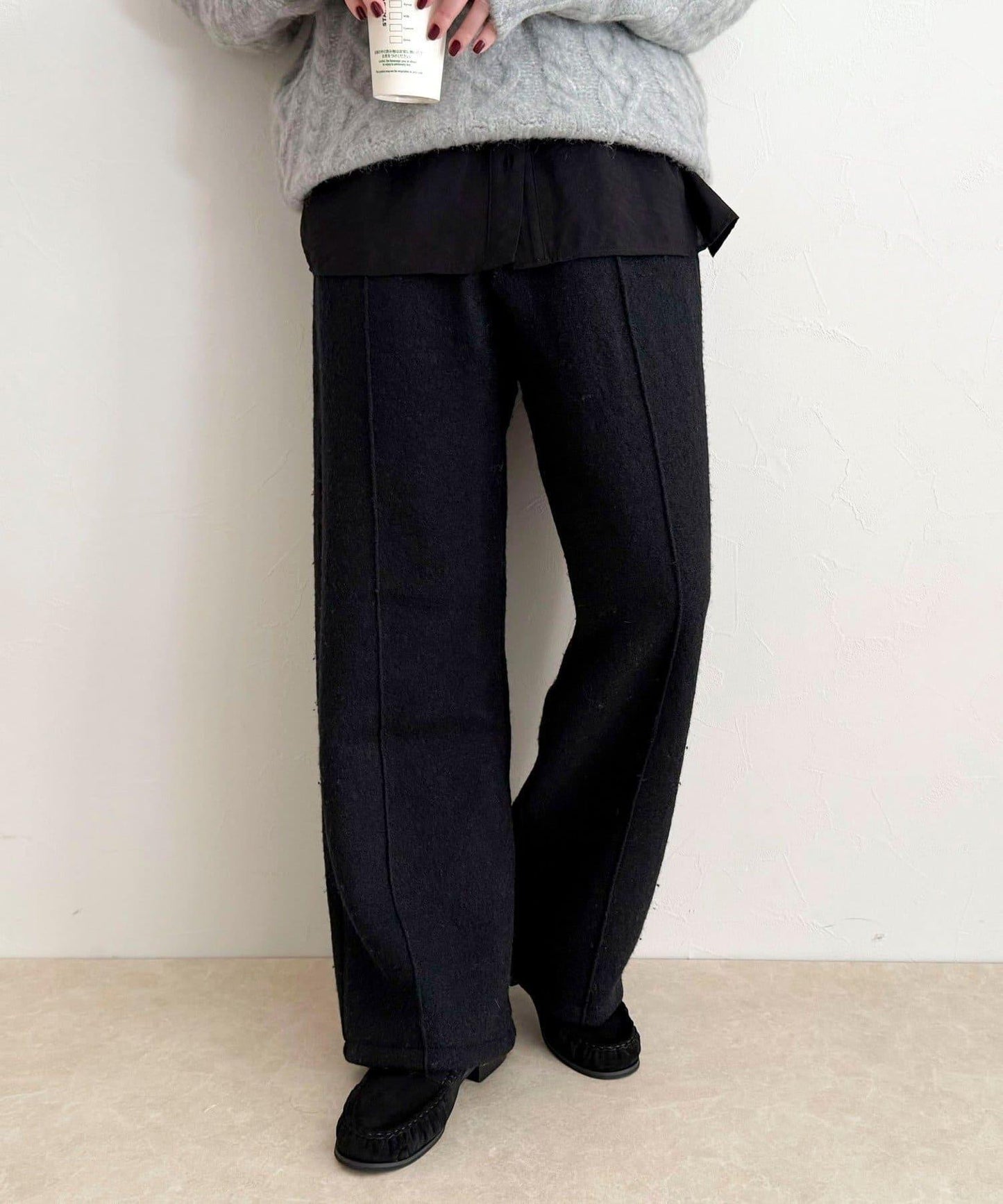 粗花呢羊毛休閒褲