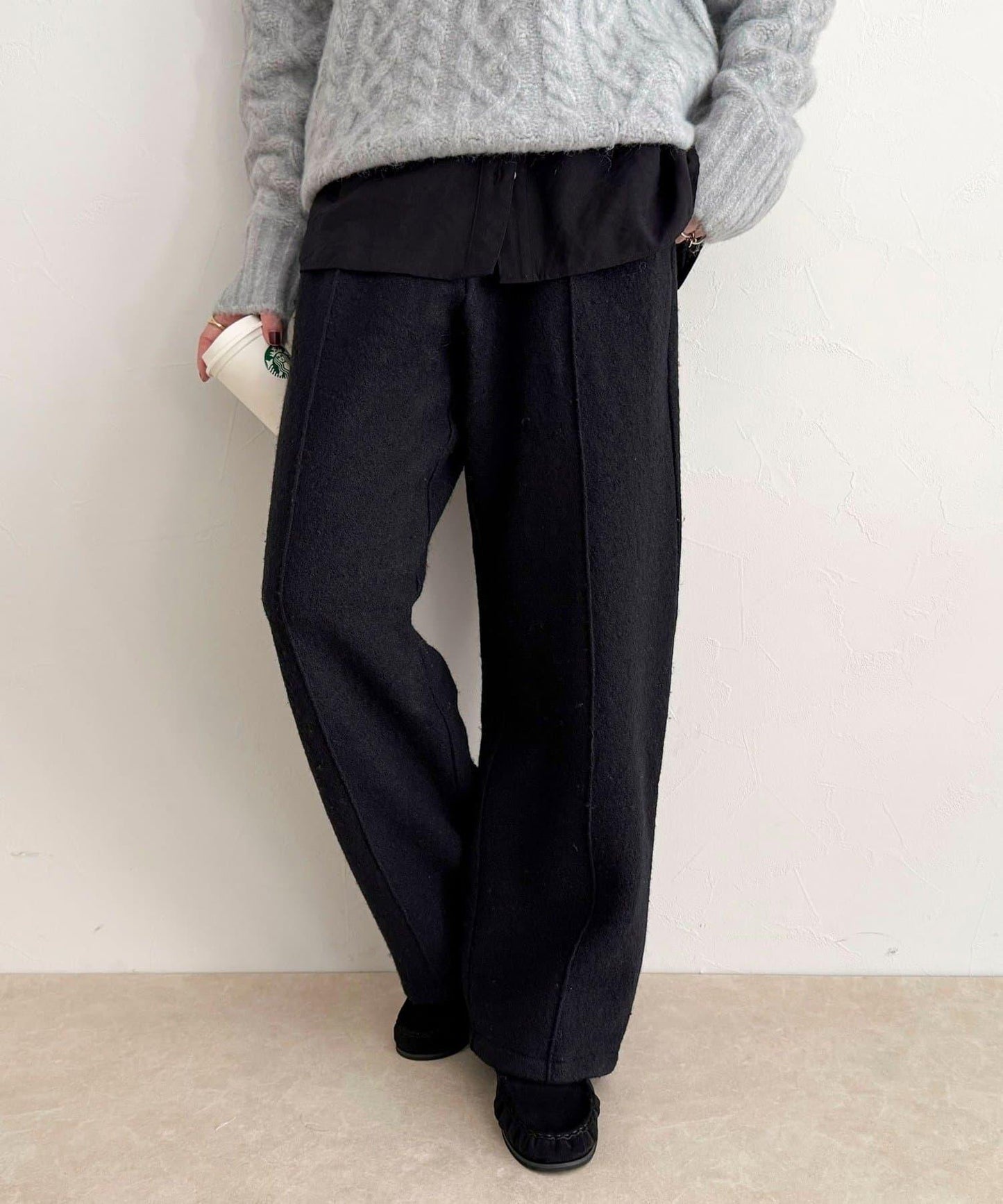 粗花呢羊毛休閒褲