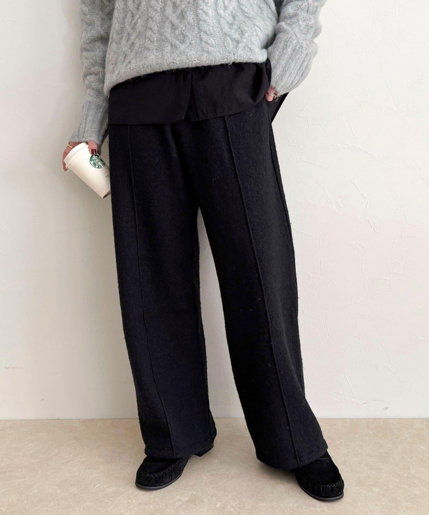 粗花呢羊毛休閒褲