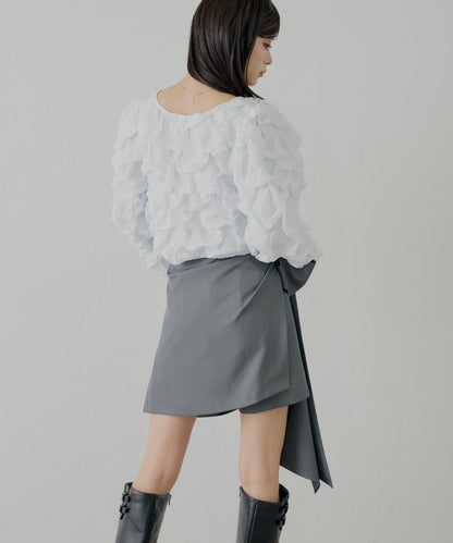 蝴蝶結包裹半身裙+休閒短褲