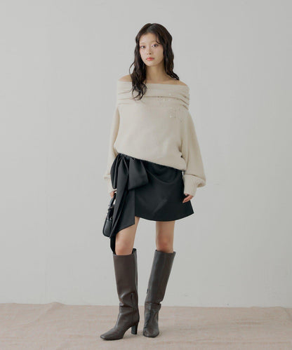 蝴蝶結包裹半身裙+休閒短褲