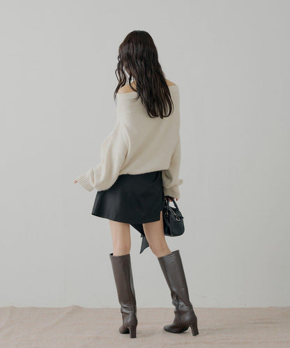 蝴蝶結包裹半身裙+休閒短褲