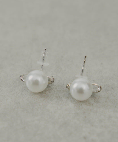 蝴蝶結珍珠耳環