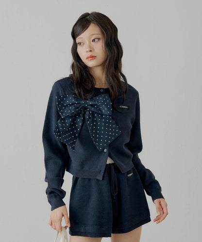【可搭配套裝】胸前標誌簡約針織開衫