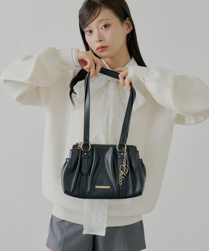 帶吊墜褶皺設計波士頓包