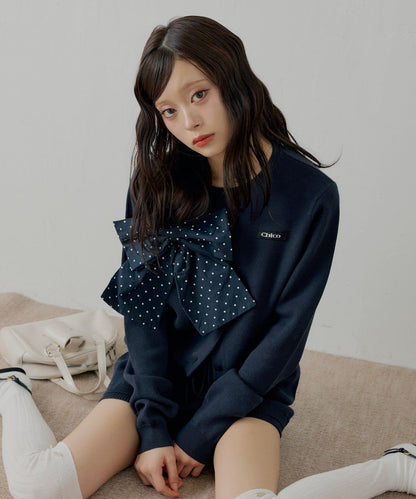 【可搭配套裝】胸前標誌簡約針織開衫