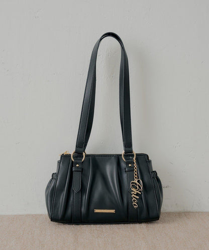 帶吊墜褶皺設計波士頓包