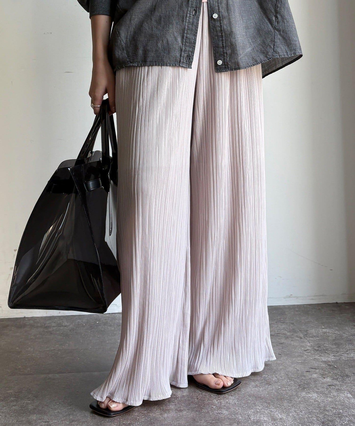 隨機羅紋寬鬆褲