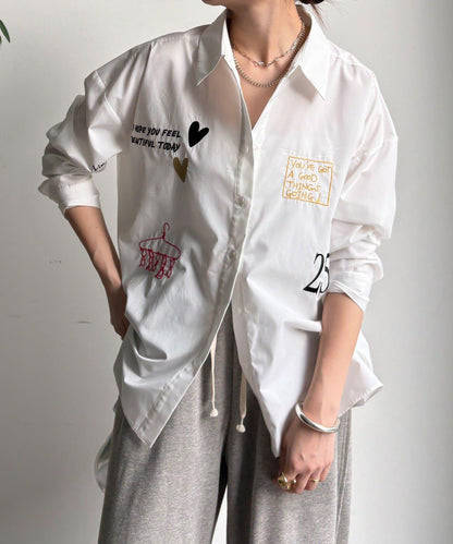 字母刺繡印花襯衫