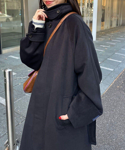 羊毛混紡繫帶單排扣大衣