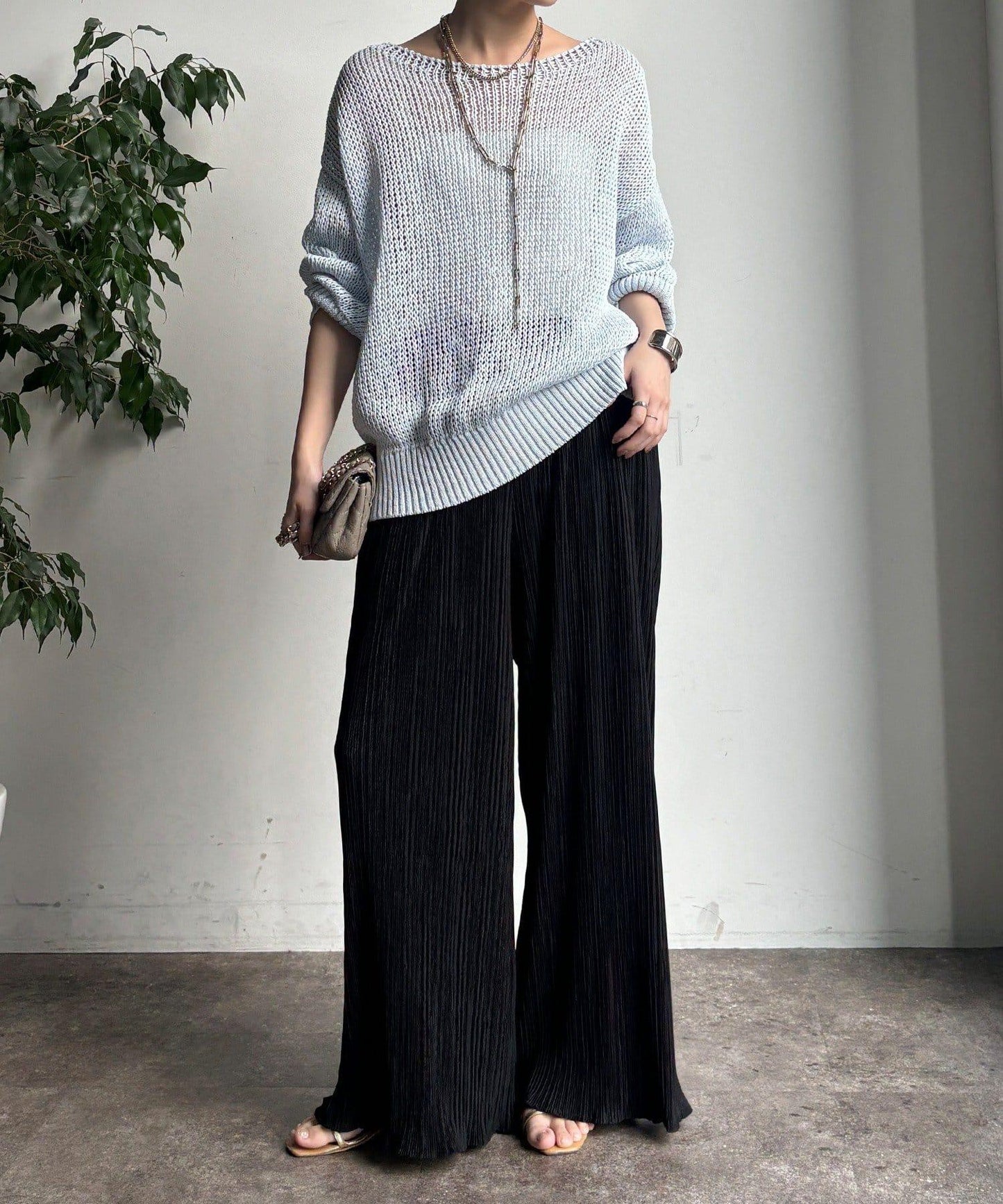 隨機羅紋寬鬆褲