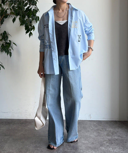 字母刺繡印花襯衫