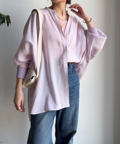 袖口羅紋蝙蝠袖V領襯衫