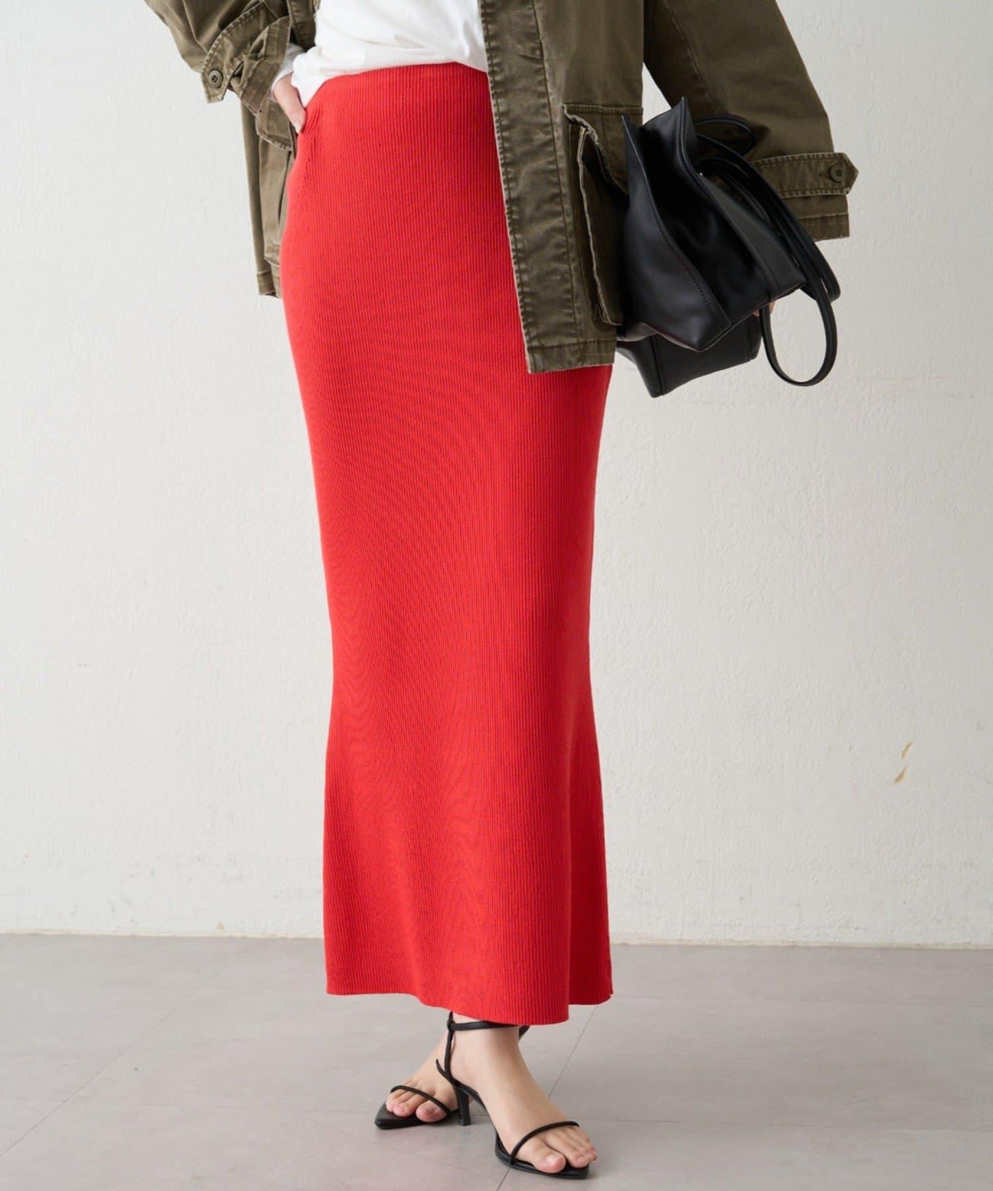 羅紋微喇針織半身裙