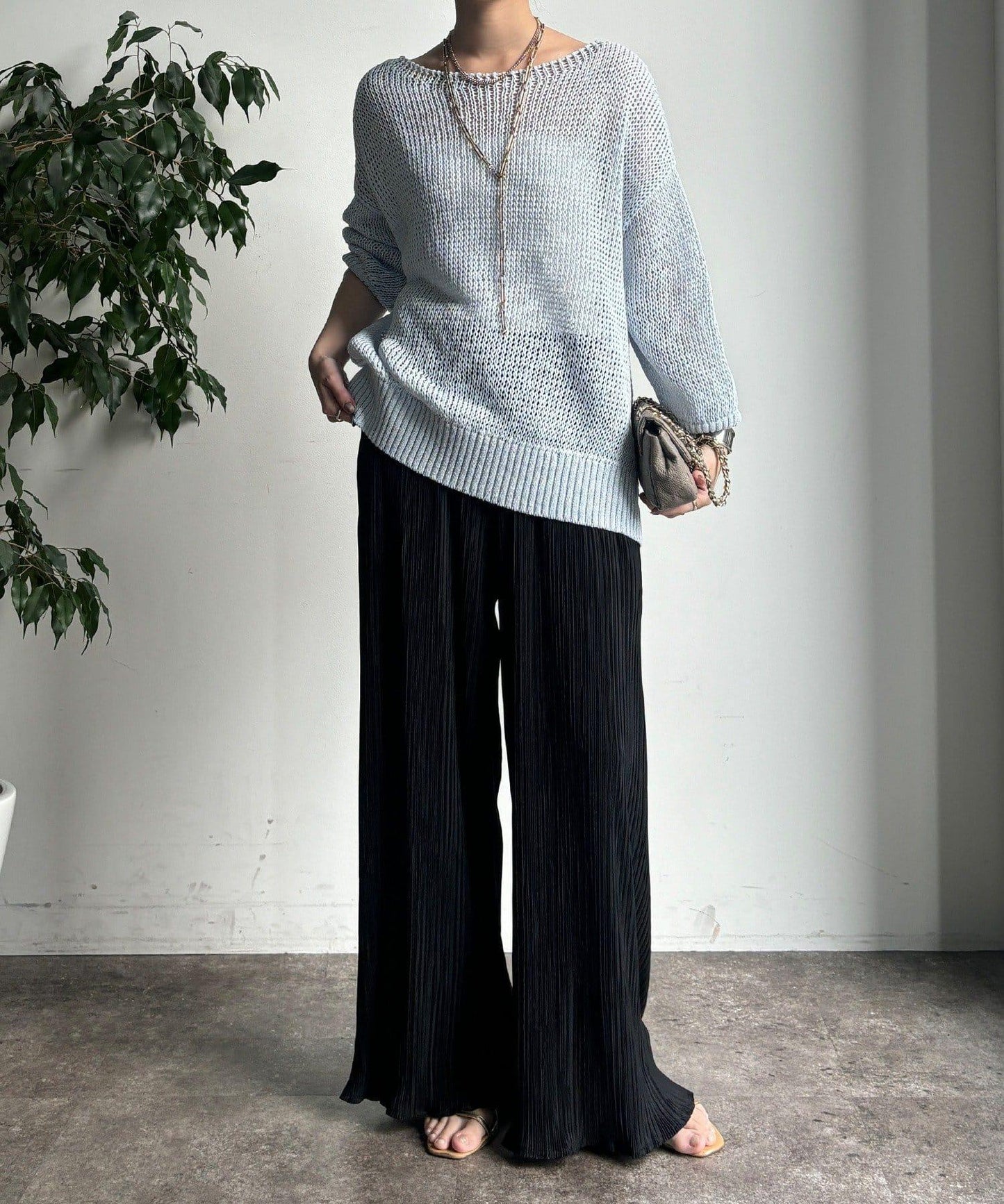 隨機羅紋寬鬆褲