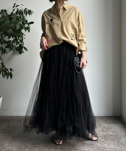 字母刺繡印花襯衫