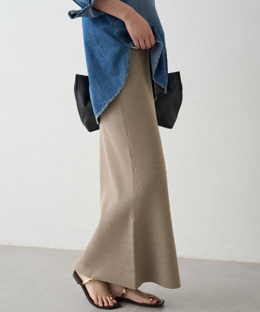 羅紋微喇針織半身裙