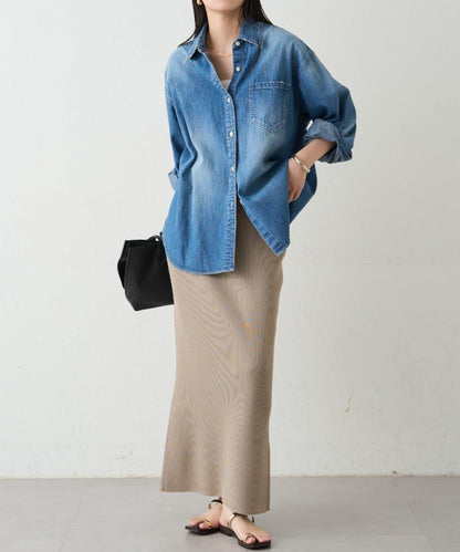 羅紋微喇針織半身裙