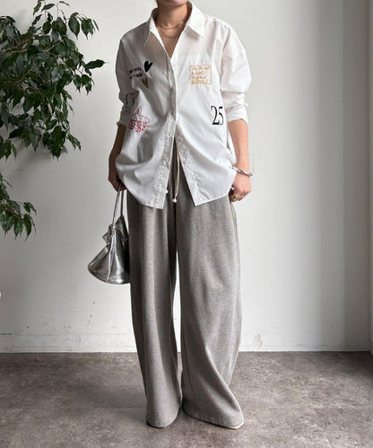 字母刺繡印花襯衫