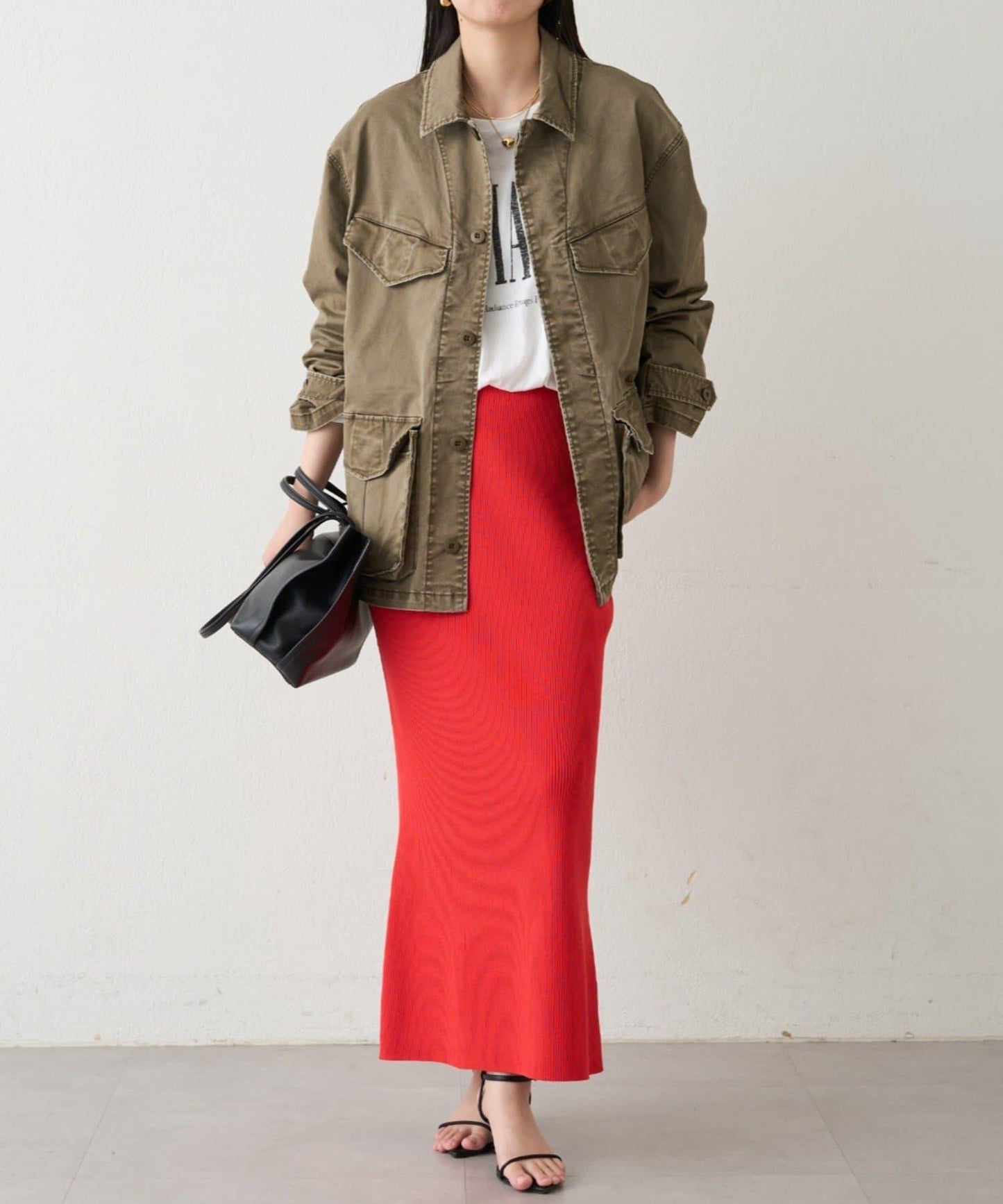 羅紋微喇針織半身裙