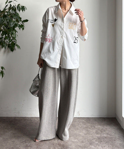 字母刺繡印花襯衫