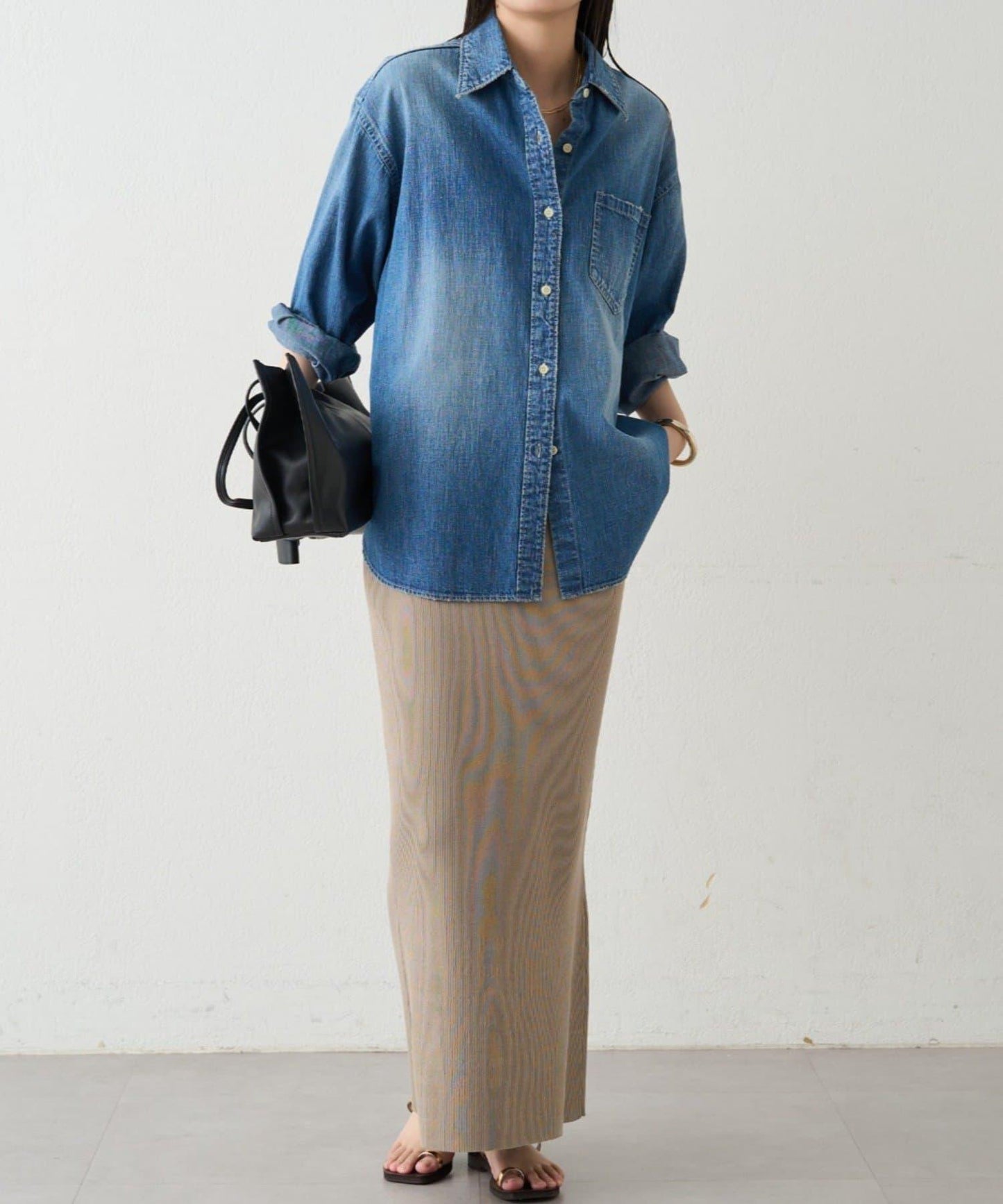 羅紋微喇針織半身裙