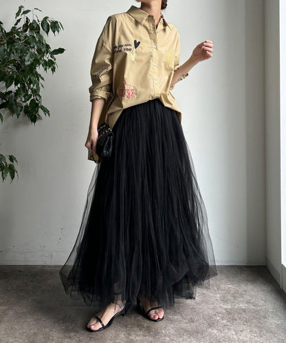 字母刺繡印花襯衫