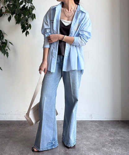 字母刺繡印花襯衫