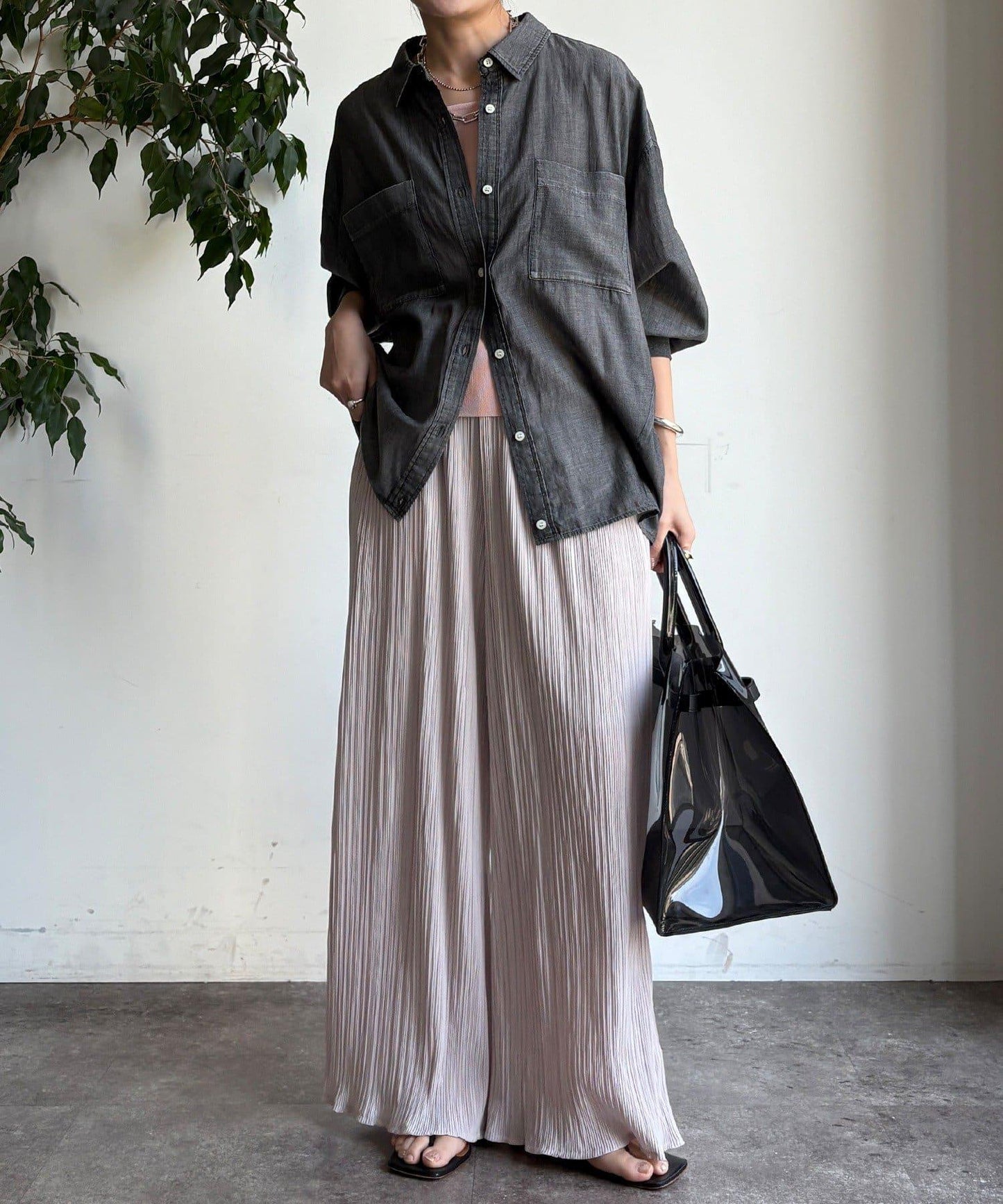 隨機羅紋寬鬆褲