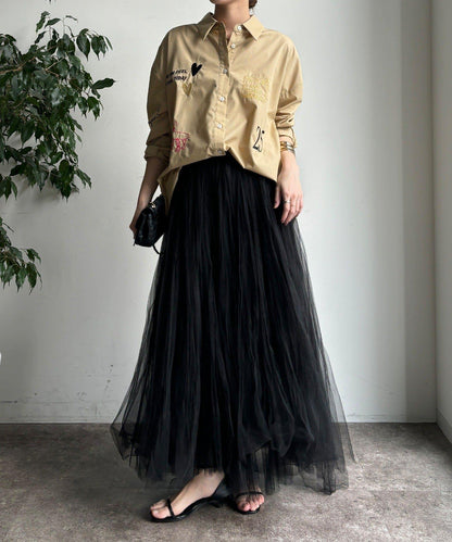 字母刺繡印花襯衫