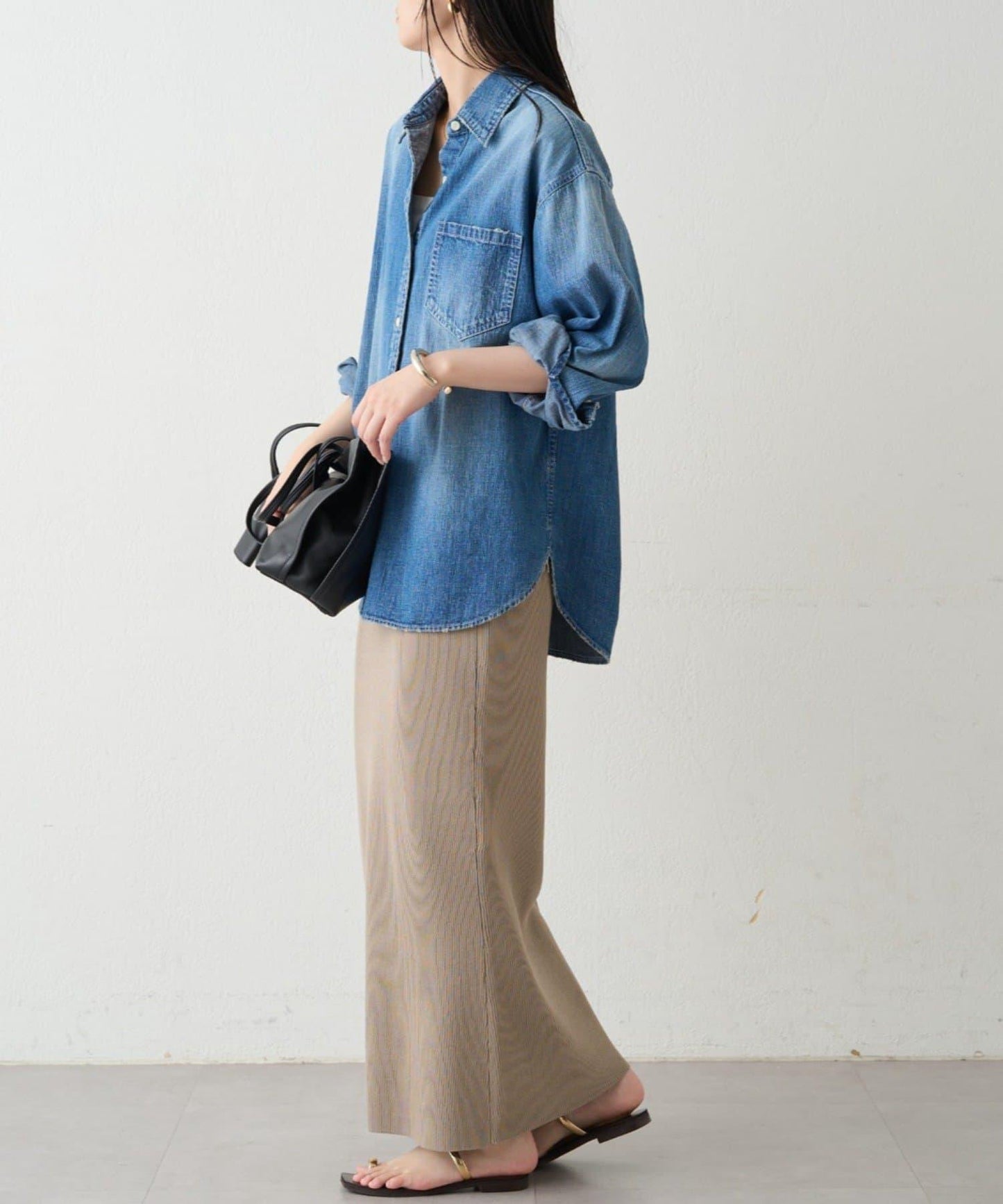 羅紋微喇針織半身裙